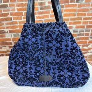 Isabella Fiore Suede Velvet Blue and Black Patterned Women's Bag